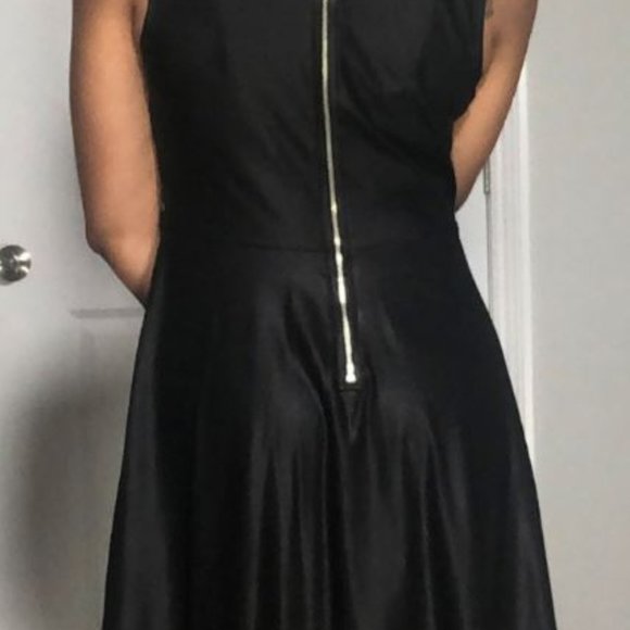 Black Faux Leather Above Knee Dress - Picture 3 of 6